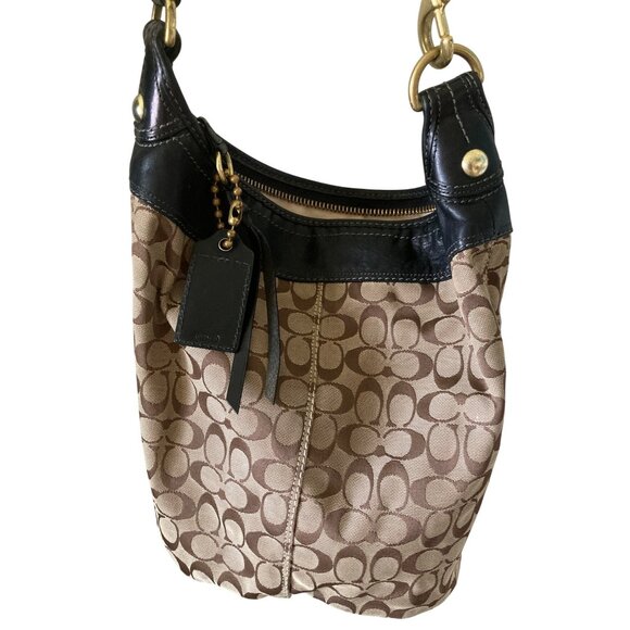 Coach Handbags - Coach Purse K0768-11438  Leather and Canvas Bucket Bag